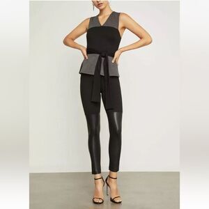 BCBGMAXAZRIA Women's Waist-Tie Sleeveless Ponte Top Size XXS Colorblock Preppy